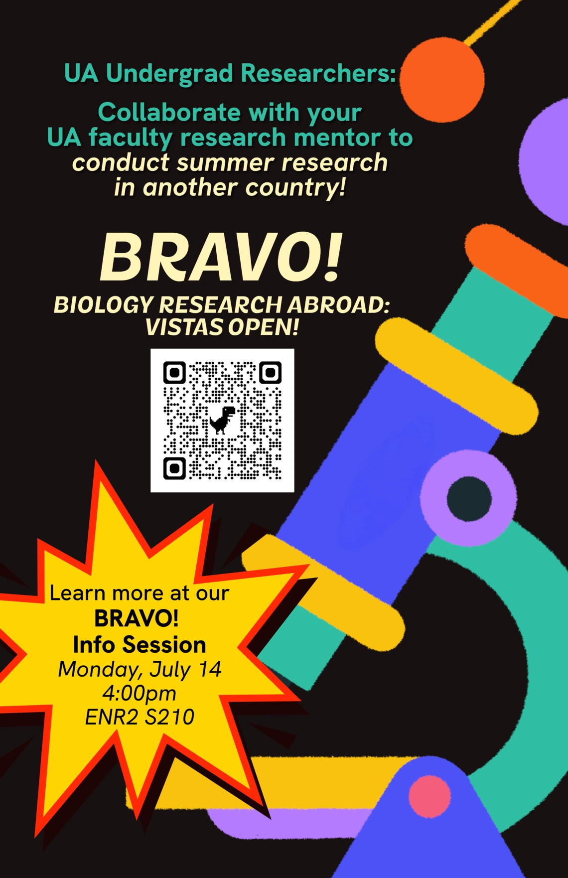 BRAVO! is actively recruiting applicants for Summer 2026 and will be holding a BRAVO! Info Session in person next week on Monday, July 14 at 4:00pm in the ENR2 Building, Room 210.